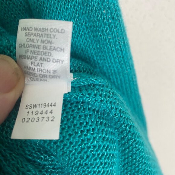 J.Jill Linen Blend Open Front Cardigan Womesn 3X Teal Pockets Long Line Coastal - Picture 6 of 10